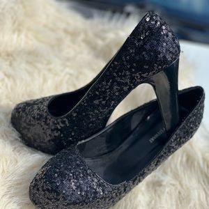 Ashley Stewart Black Sequin Shoes